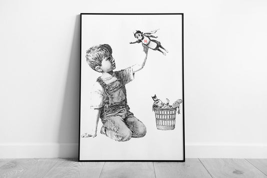 Banksy Game Changer Nurse Tribute Wall Art Print on Paper Framed Picture print