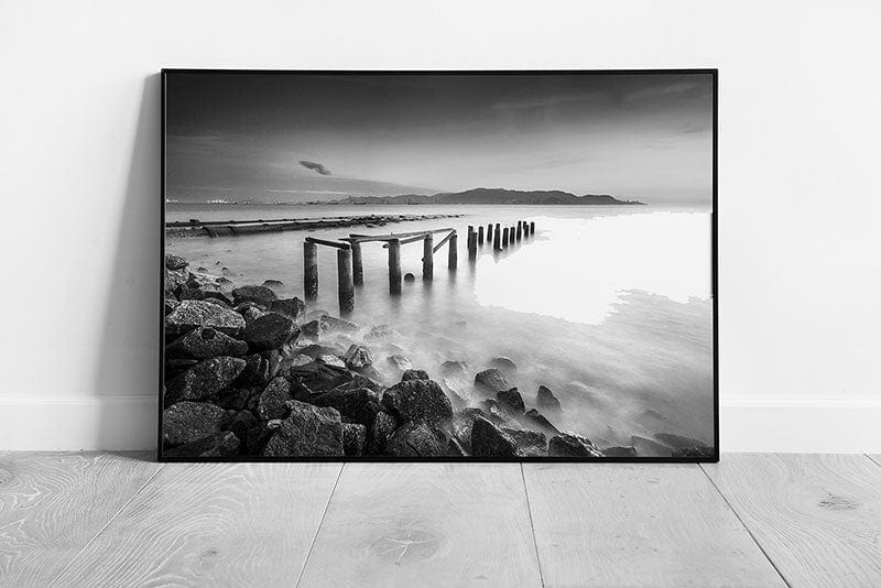 Abandoned Jetty Pulau Pinang Island Malaysia Black And White Photography Wall Art Print on Paper Framed Picture print