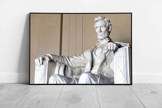 Abraham Lincoln Statue Inside The Lincoln Memorial Washington DC USA Famous Landmark Wall Art Print on Paper Framed Picture print