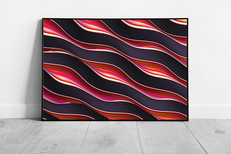 3D Rendered Digital Illustration Multicoloured Wavy Abstract Optical Illusion Wall Art Print on Paper Framed Picture print