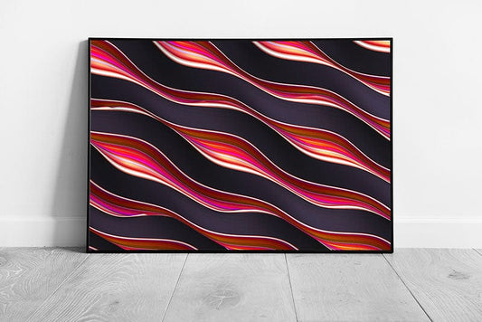 3D Rendered Digital Illustration Multicoloured Wavy Abstract Optical Illusion Wall Art Print on Paper Framed Picture print