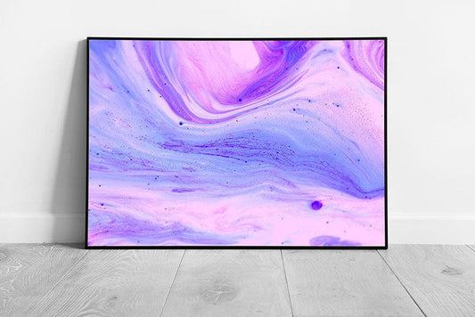 Abstract Marbling Lilac Pink Free Flowing Effect Painting Style Wall Art Print on Paper Framed Picture print