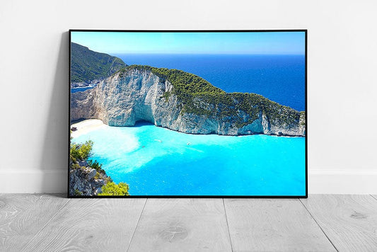 Zakynthos Island Famous Iconic Shipwreck Island Beautiful Greek Island Photography Wall Art Print on Paper Framed Picture print