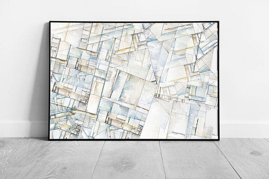 Abstract Angular Neutral Toned Pattern Modern Minimalist Geometric Design Artwork Wall Art Print on Paper Framed Picture print