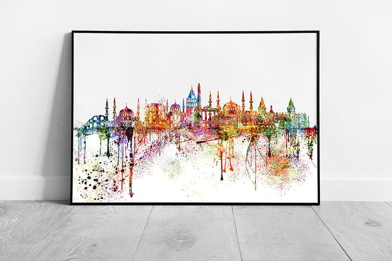 Print on Paper Colourful Skyline landmarks TURKEY Wall Art Print Framed Picture print