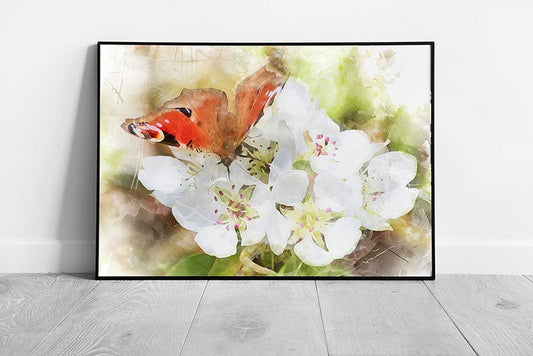 Print on Paper Painted Watercolour Butterfly Art Wall Art Print Framed Picture print