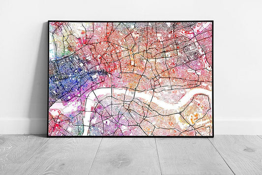 CITY OF LONDON Street Map Art Print watercolour Ready to Hang Wall Art Print Framed Picture print