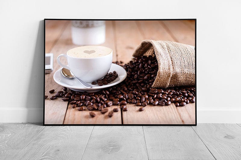 Print on Paper Coffee Cup With Heart Wall Art Print Framed Picture print