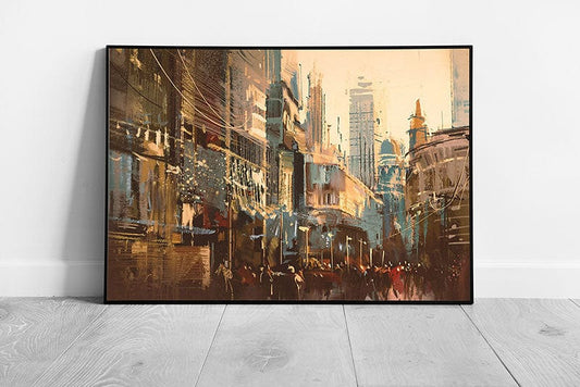 Print on Paper Street Vintage Wall Art Ready To Hang Wall Art Print Framed Picture print