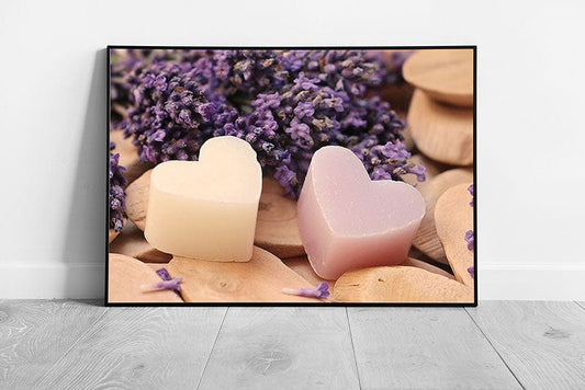 Print on Paper Lavender Heart Soap Wall Art Ready To Hang Print Framed Picture print