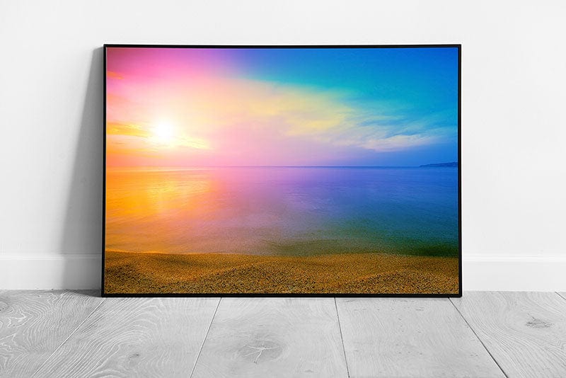 Print on Paper Colourful Seascape Wall Art Ready To Hang Print Framed Picture print