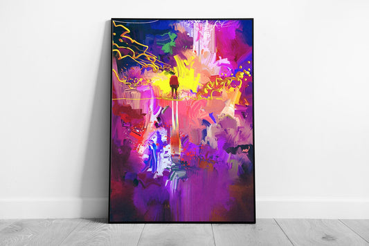 Print on Paper Abstract Colourful Wall Art Ready To Hang Print Framed Picture print