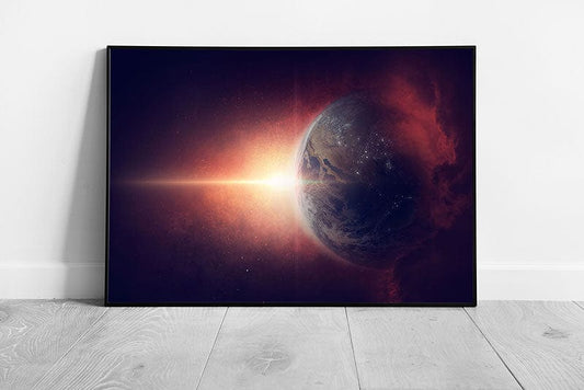 Print on Paper Sun STAR Planet Earth wall art Ready to Hang Print Framed Picture print