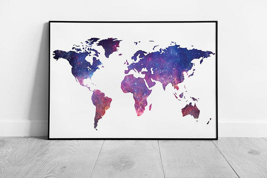 Print on Paper world map wall art Ready to Hang Print Framed Picture print