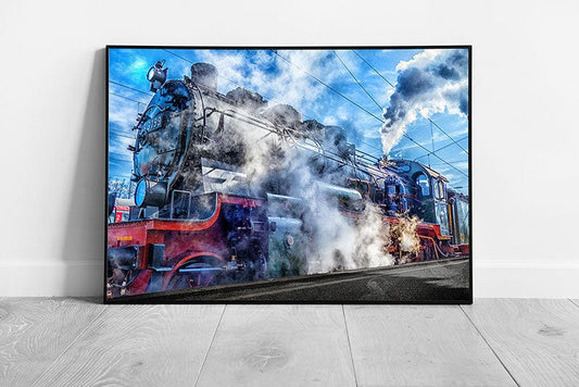 Print STEAM TRAIN wall art Ready to Hang Print Framed Picture print