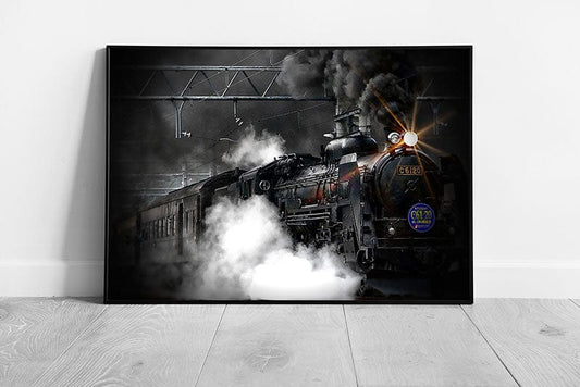 Print Black steam Train wall art Ready to Hang Print Framed Picture print