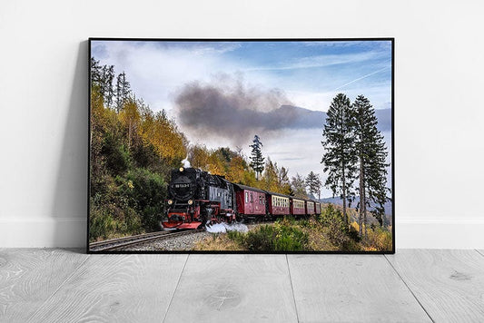 Print mountain steam Train wall art Ready to Hang Print Framed Picture print